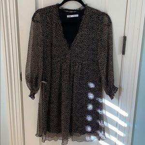 Zara black and brown dot dress